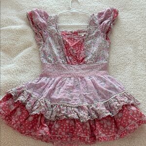 LoveShackFancy Pink and Red Floral Dress